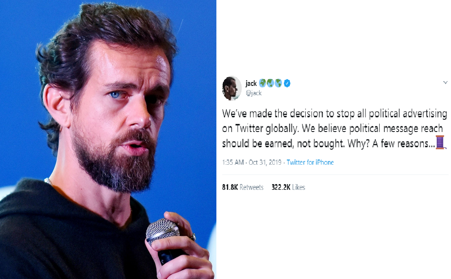 Jack Dorsey Announced to Ban all Political Advertisements on Twitter