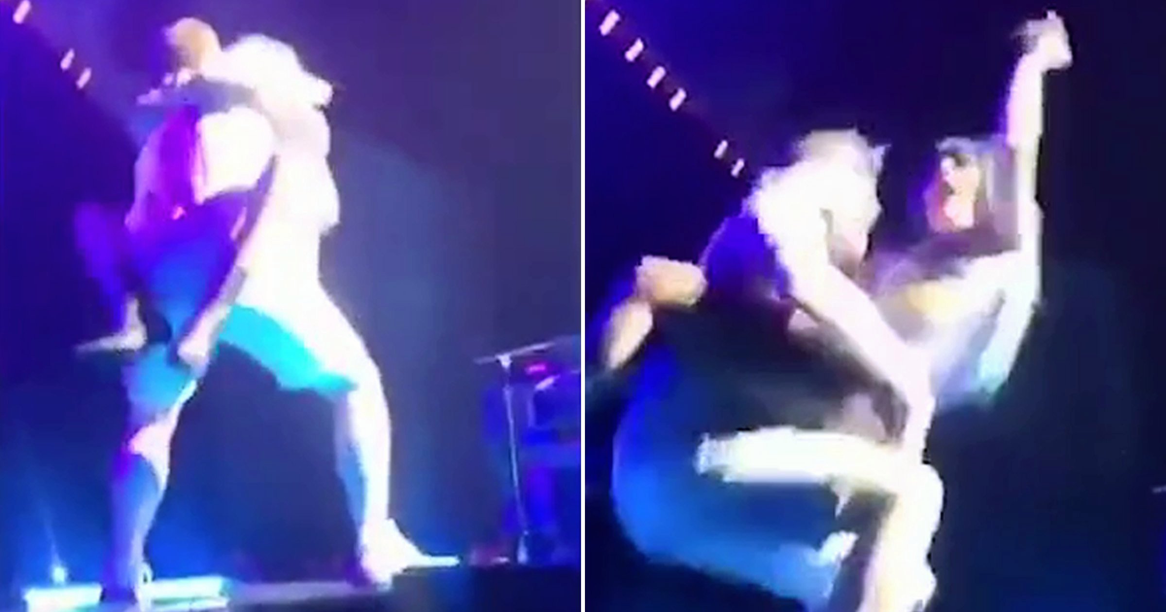 lady gaga fell off the stage in a live show in Las veges 