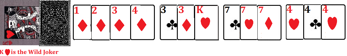 Declaring without two sequence in rummy card game