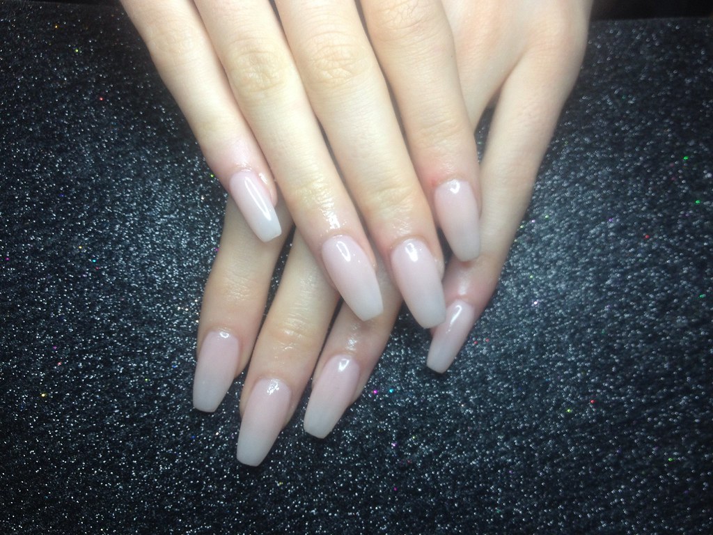 Acrylic nails with pink gel polish 